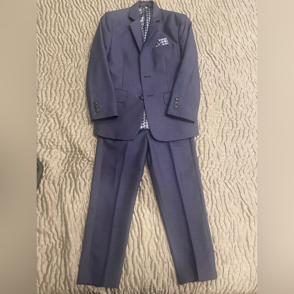 Leo and Zachary boys Heather blue two piece suit
